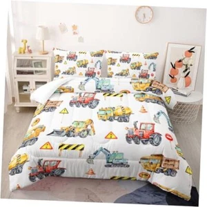 Cartoon Excavator Comforter Sets Size, Bedding Sets for Twin Yellow Car - Picture 1 of 8