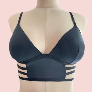 Victoria's Secret SEHR SEXY dehnbarer Satin Long Line gepolsterter Bralette BH schwarz M - Bild 1 von 4
