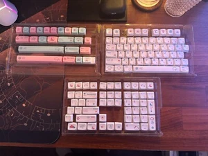 Neon XDA Profile Keycaps Doubleshot PBT Pink And White  - Picture 1 of 1