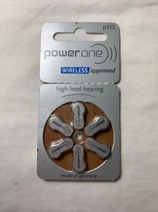 NEW 6 Batteries Power One PowerOne Hearing Aid Batteries size P312 Expire 2024 - Picture 1 of 2