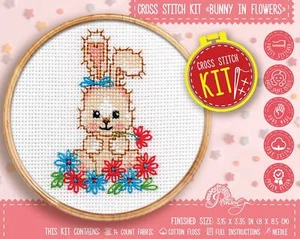 Gezählte Kreuzstichpackung 'Osterhase inmitten Blumen' - Stickpackung fßr Anfänger - Bild 1 von 9