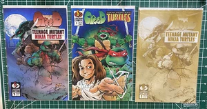 Teenage Mutant Ninja Turtle /Creed #1 1996 Lightning 1A, 1B, 1A Gold Sealed - Picture 1 of 6