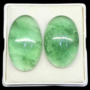 2 Pcs Natural Fluorite 38.8-41.7mm Oval Loose Untreated Cabochon Gemstones Lot - Picture 1 of 18
