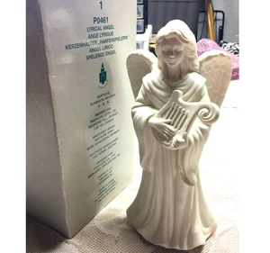 Vtg NIB~PARTYLITE "Lyrical Angel" Bisque Porcelain Taper Candle Holder Statuette - Picture 1 of 8