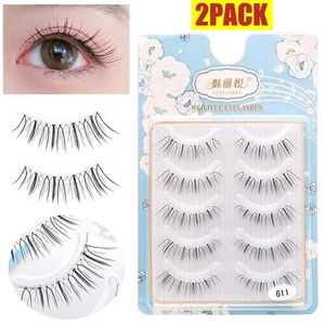 PACK 2 5 pares de pestañas postizas hadas tira transparente manga extensión de pestañas - Imagen 1 de 13