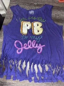 Justice size 18 Pb & Jelly Raw Hem Tie Fringe Tank Top - Picture 1 of 4