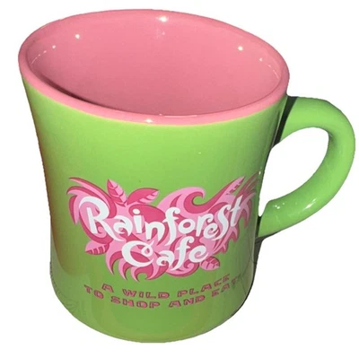 Taza de café Rain Forest verde y rosa Foto 1 de 4