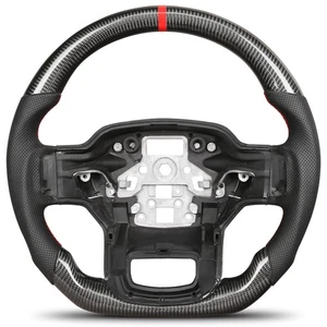 Real Carbon Fiber Steering Wheel For Ford F150 2021 -2023 Red Stitching - Picture 1 of 9