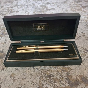 Cross 14K Gold Filled Pen & Pencil Set 150105 USA 1/20 14Kt mit Etui - Bild 1 von 11