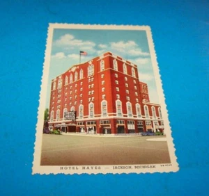 Jackson Michigan Hotel Hayes Vintage Postcard - Picture 1 of 2