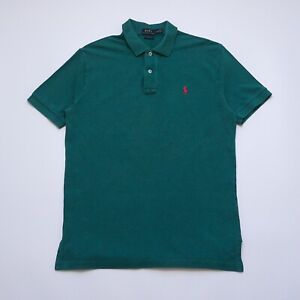 Ralph Lauren Mens Green Short Sleeve Pique Cotton Polo Shirt Size Medium