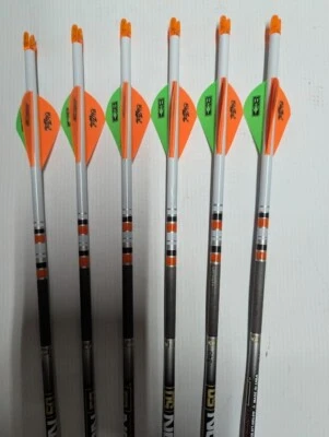 @NEW@ 6- Easton 5.0 High Velocity 300 5mm Carbon Dip/Crested Arrows - Image 1 of 2