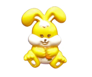 Current PIN Easter Vintage BUNNY RABBIT w CARROT Yellow 1980s Holiday Brooch - Picture 1 of 2