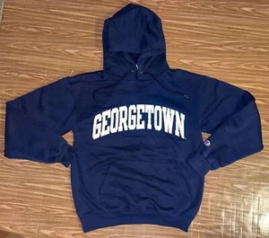 Georgetown University Navy Blue Champion Pullover Sweatshirt Hoodie Men’s Small - Picture 1 of 6