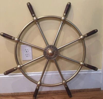 Vintage J Hastie  Brass Ships Wheel - Image 1 of 4