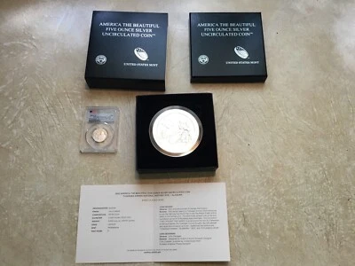 2021S 1ST STRKE PCGS 69DCAM & 2021 P Tuskegee AIRMAN RED TAILS 5 OZ  Silver Coin - Image 1 of 4