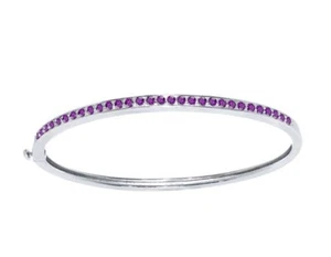 Gorgeous Amethyst Purple channel set Wedding bangle Silver Bracelet 7.25 inch - Picture 1 of 3
