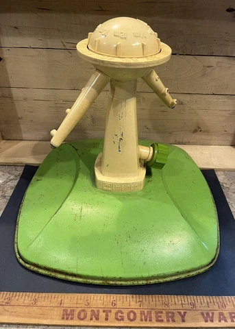 Vintage Green Yellow Plastic Metal Melnor Sprinkler Meter and Yard Dial Cover