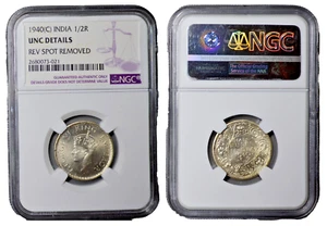British India 1940 (C) 1/2 Rupee NGC UNC Details - Picture 1 of 1