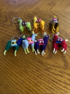 Handmade Llama Keychains  Alpaca Wool Artisan Lot Of 7 - Picture 1 of 4