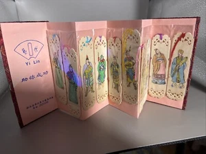 Vintage 10er Set chinesische Lesezeichen Männer und Frauen Knochen mit Quaste - Bild 1 von 5