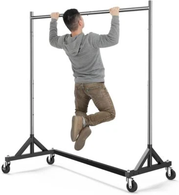 HOKEEPER Heavy Duty Commercial Z Base Clothes Garment Rack Adjustable Add on Bar - Image 1 of 4