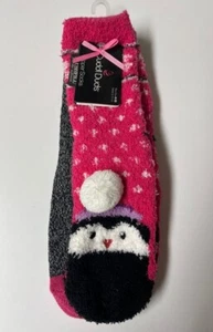 Girl's Cuddl Duds Penguin Slipper Socks Fits Shoe Size 4-10 New Set/2 - Picture 1 of 4