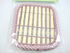 Set of 4 serving Glass Burgundy Beige Bamboo Coasters Fabric Lining New