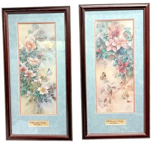 Set Lena Liu signiert nummeriert 1042 &1106/2500 Rahmen Drucke Schmetterling Blumen 28x14 - Bild 1 von 8