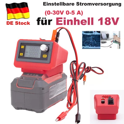 MARKENLOS 1x LED Einstellbares DC-Netzteil (0-30V 0-5A) passt für Einhell 18V Li-ion Akku