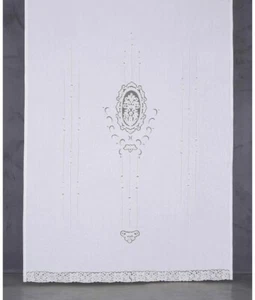 Tenda in lino ricamata e intagliata a mano: r78. - Foto 1 di 2