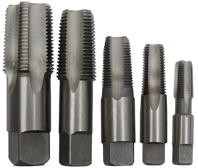 Drill America 5 Piece NPT Pipe Tap Set (1/8", 1/4", 3/8", 1/2″ and 3/4″), Pla... - Image 1 of 4