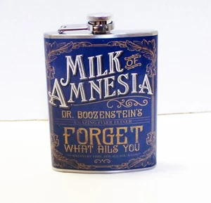 Flachmann Milch der Amnesie 8 Unzen Flüssig Flachmann Edelstahl Auslaufsicher NEU - Bild 1 von 6