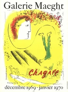 MARC CHAGALL The Yellow Background 30.75" x 22.5" Lithograph 1969 Modernism Yell - Picture 1 of 1