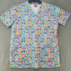 The Wonderful World of Disney Scrubs Top Size XS Cuties Squares V Neck - Picture 1 of 20