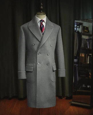 100% кашемир Мужская пальто бизнес повседневный смокинги двубортный длинный жакет - Изображение 1 из 4