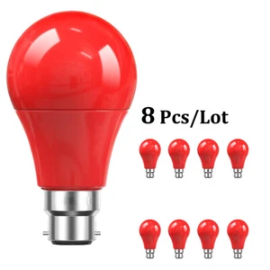 8 Pack B22 Bayonet BC LED Bulbs SMD 2835 5W Red Color Energy Saving Non-dimmable - Picture 1 of 7