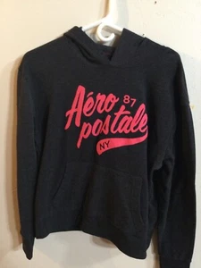 Aeropostale Dark Grey Pink Script Women’s X-Large/TG Sweatshirt Hoodie 87 NY - Picture 1 of 4