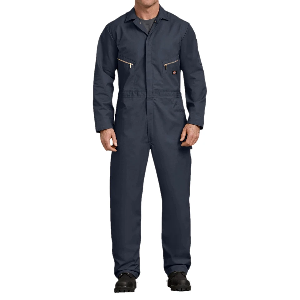 Dickies Mens Twill Deluxe Long Sleeve Work Utility Coveralls Dark Navy Tall - Image 1 of 4