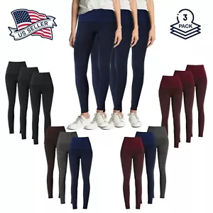 Confezione 3 Leggings Donna Leggeri Alzati Elasticizzati Pile Yoga Allenamento - Foto 1 di 34