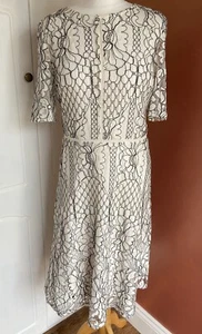 Spitzenkleid Größe 12 elfenbein schwarz Cocktail Party Hochzeit Gast Abend Event neu mit Etikett - Bild 1 von 20