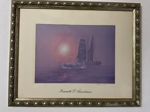 SAILING SHIP AND WHALE BY KENNETH F AUNCHMAN - Picture 1 of 3
