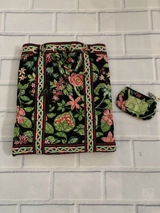 Vera Bradley Drawstring Backpack & Zip ID Clip Coin Purse Botanical Garden Black - Picture 1 of 17
