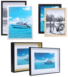 Bilderrahmen Echtholzdesign Holz MDF Foto Passepartout Modern 5 Farben 3 Größen - Bild 1 von 44