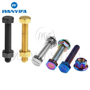 Titanium Bolt M8x50mm Chain Adjuster Screw with Logo & Nut Kits for Motorcycle - Picture 1 of 43