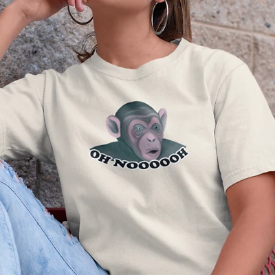 WILLOWGIFTS Oh Noooh Monkey T-Shirt Top Tee - Meme Funny Comfortable Present Gift