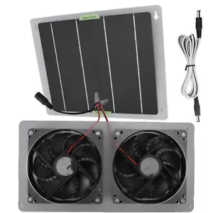 Solar Panel Fan Kit 100W 12V Waterproof Dual Fan Solar Panel Set Window Exhaust - Picture 1 of 10