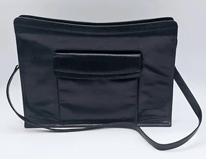 Vtg Hartmann Sharif Black Leather Lawyer Doctor Briefcase Laptop Bag Distressed  - Picture 1 of 12