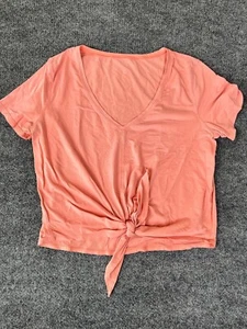 Lululemon Short Sleeve Top Light Coral  Knot  Gonna Fly No Size Tag M/L? - Picture 1 of 6