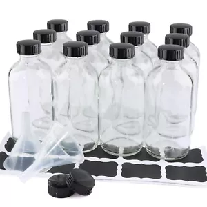 12Pack 8oz Small Glass Bottles with Lids Boston Round Glass Bottles for Juices - Picture 1 of 7
